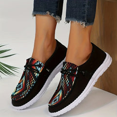 Women's Print Low Top Walking Shoes Lightweight & Comfortable Outdoor Flat Shoes