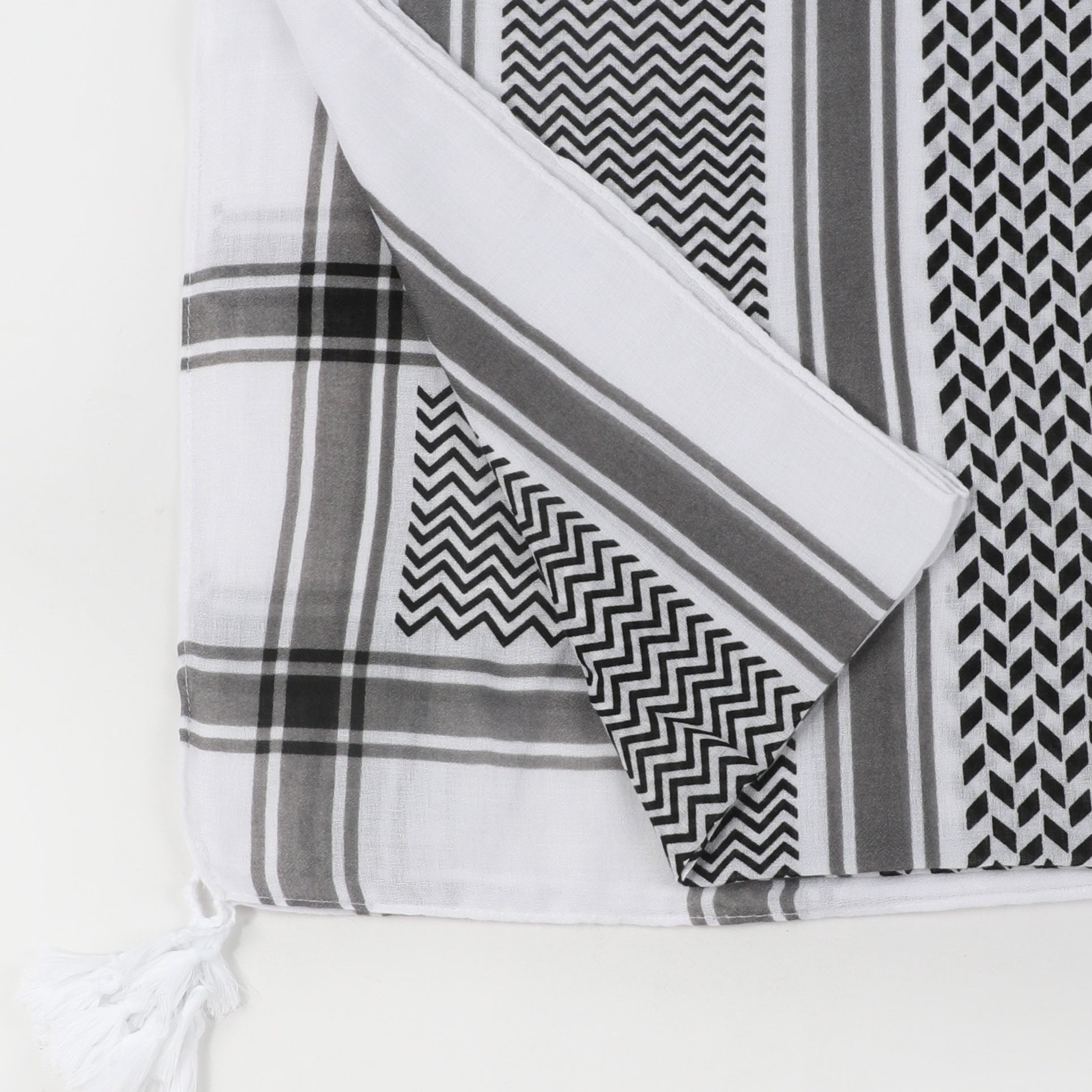 Men's Grey Striped Folding Line Scarf Headscarf