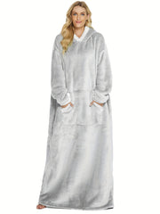 Cozy Plush Hooded Robe with Pockets