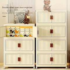 Foldable Storage Cabinet With Wheels & Doors 5 Layers