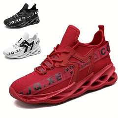 Men's Knitted Blade Sneakers Lace Up Breathable Casual Walking Shoes