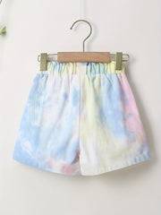 Girls' High Waist Tie Dye Denim Shorts