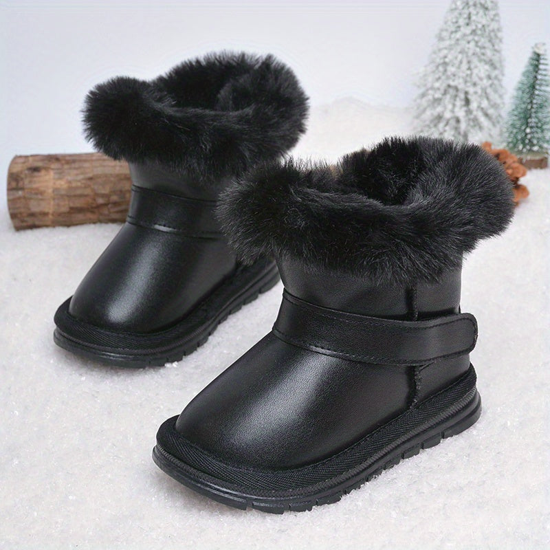 Girls' Hook and Loop Snow Boots Soft Warm Plus Fleece Outdoor Hiking Winter