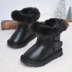 Girls' Hook and Loop Snow Boots Soft Warm Plus Fleece Outdoor Hiking Winter