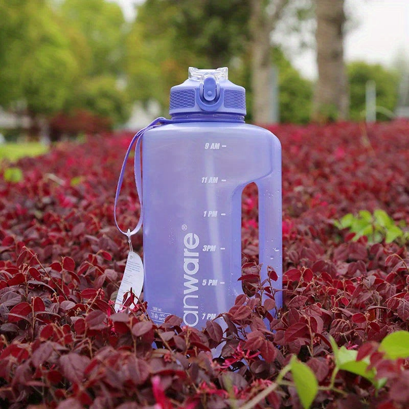 Large Capacity Plastic Straw Water Bottle With Time Marker Leak Proof
