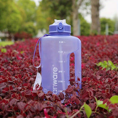 Large Capacity Plastic Straw Water Bottle With Time Marker Leak Proof