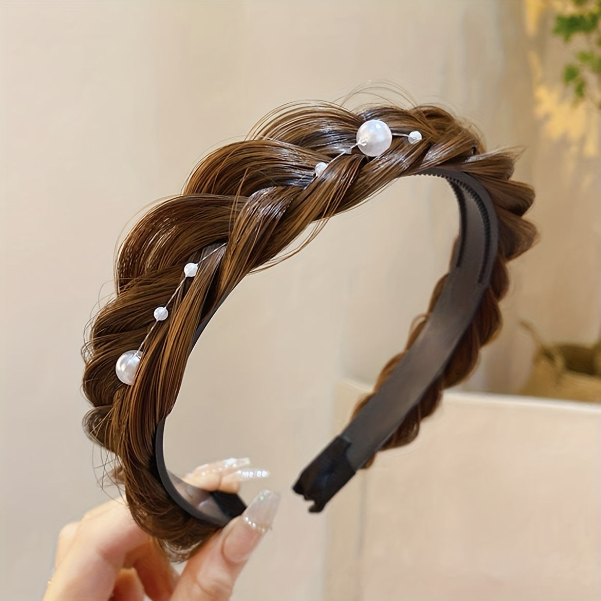 Girls Pearl Braid Hair Hoop Headband Hair Accessories
