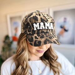 Leopard Camo MAMA Patch Baseball Cap Lightweight Dad Hat for Women