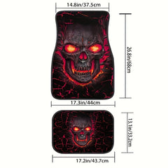 2pcs Skull Pattern Car Floor Mats Absorbent Front/Rear Seats