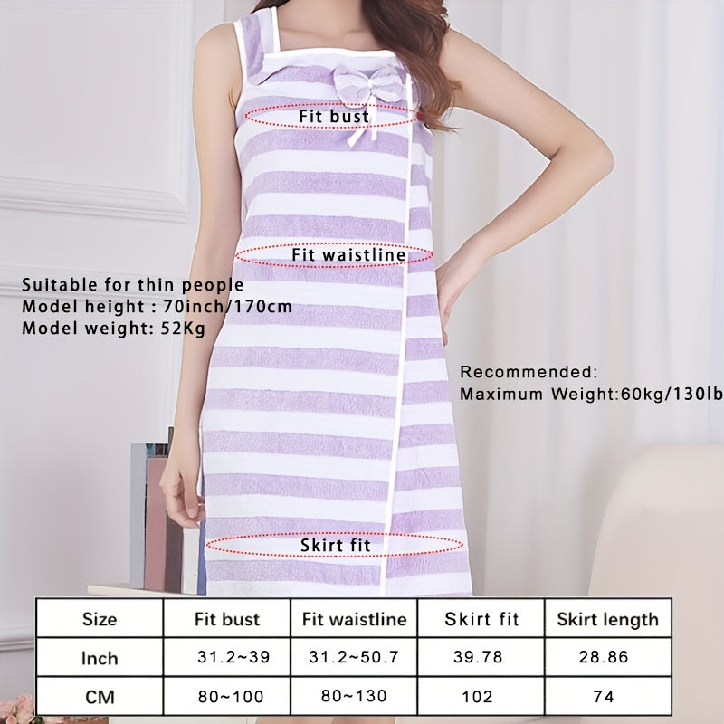Microfiber Bath Skirt High Absorption Towel for Women - Striped Pattern