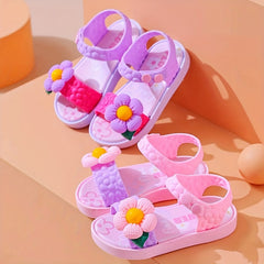 Girl's Sweet Summer Sandals with Flower Pattern