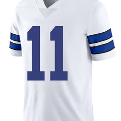 Men's Active V Neck Rugby Jersey Breathable Short Sleeve American Football Shirt