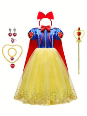 9pcs Snow Princess Dress Costume Jewelry Gloves Crown & Wand For Christmas Party