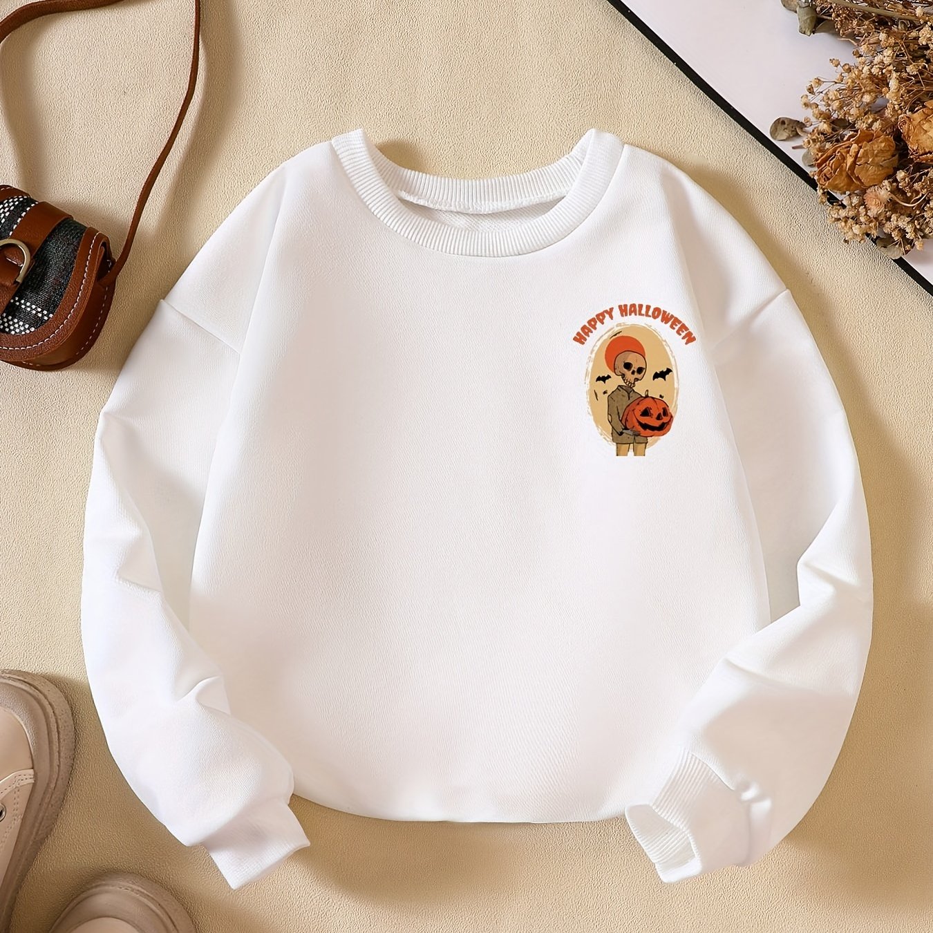 Girls' Little Skeleton Halloween Graphic Casual Sweatshirt