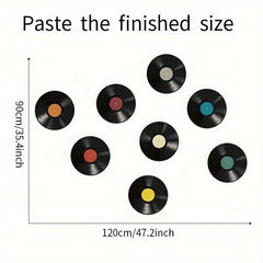 8pcs Vinyl Record Wall Stickers Home Wall Decoration