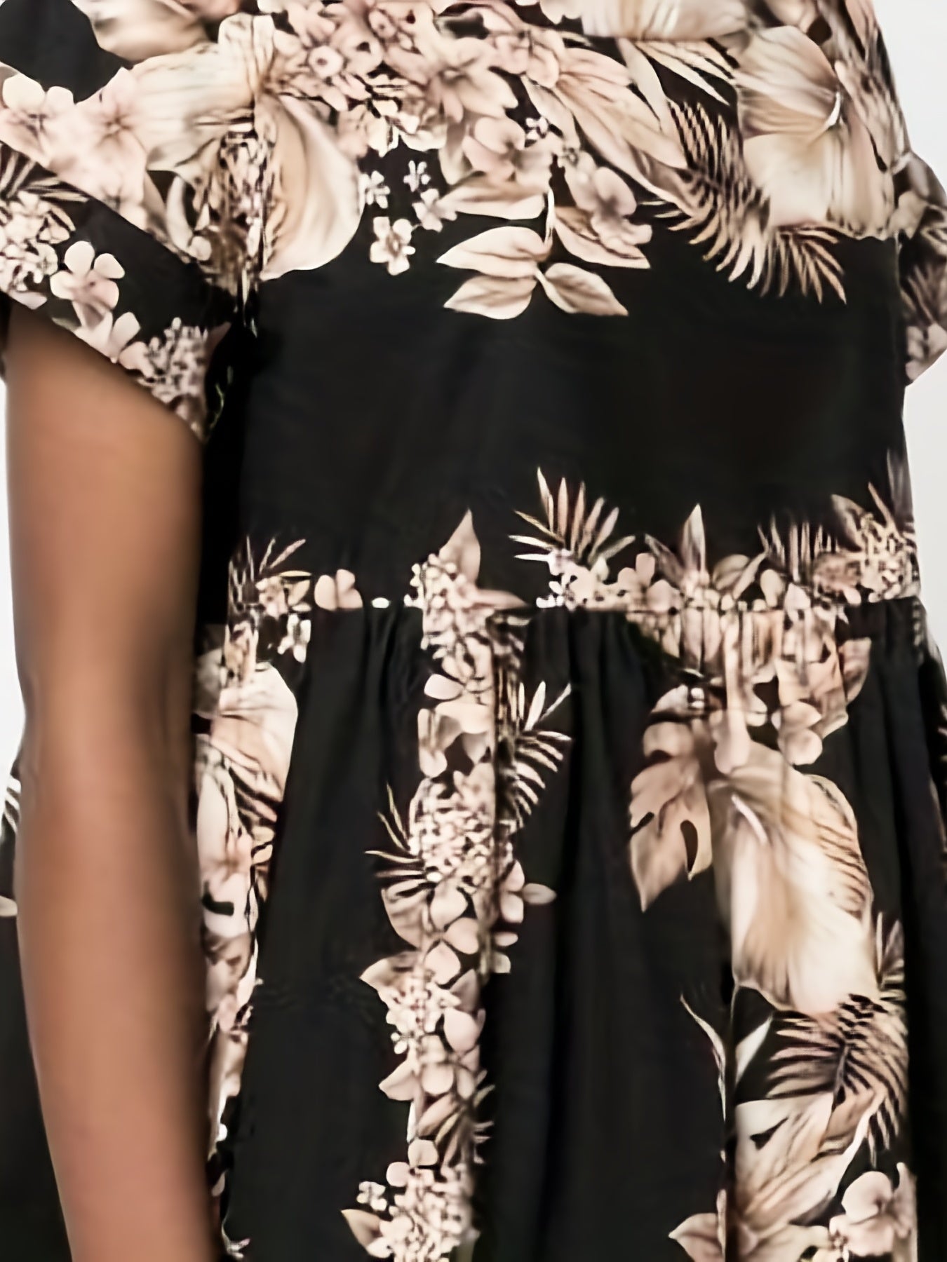 Tropical Print Short Sleeve Dress