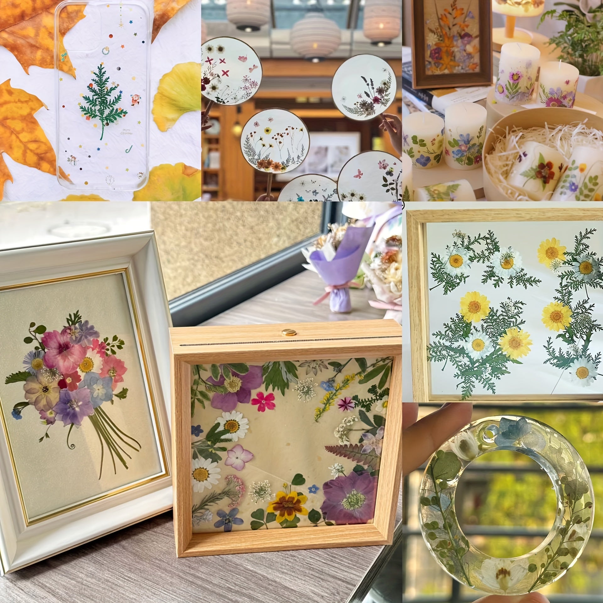 10pcs Embossed Dried Flower Craft Supplies DIY Thanksgiving Stickers