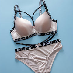 Letter Print Bra & Panties Lingerie Set