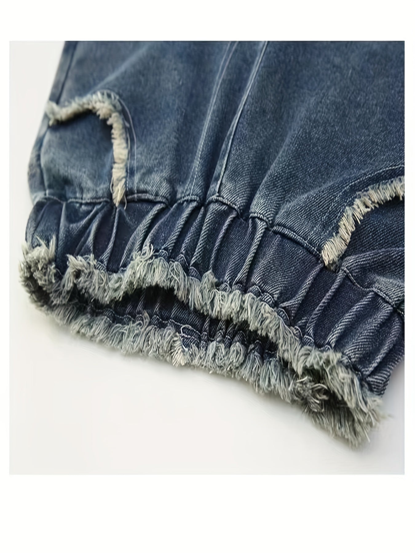 Vintage Denim Shorts with Raw Trims, Elastic Waist, Summer Kids Outfit