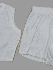 Sleeveless Mock Neck Tank Top & Shorts Set