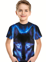 3D Printed Wolf T Shirt for Boys Stretchy & Comfortable