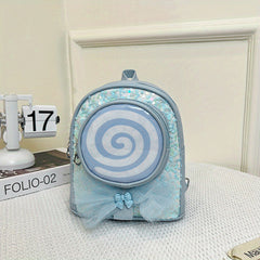 Kids Princess Schoolbag Sequins Bow Lollipop Backpack