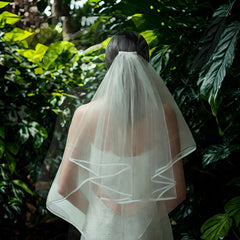 2 Tier Tulle Bridal Veil with Comb Sheer Flowing Wedding Veil for Brides
