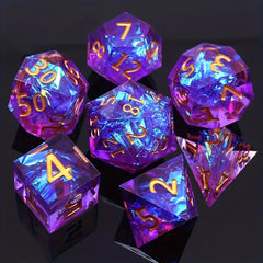 7pcs Resin Sided Dice Board Game Set, Sharp Resin Playing Game Dice