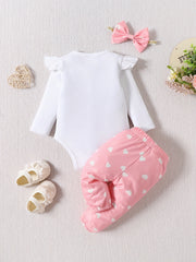 Baby Girl's Cotton Casual Two Pieces Set DADDY'S GIRL Striped Rom