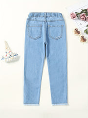 Girls Letter Print Skinny Jeans Stretchy Slim Fit Denim Pants