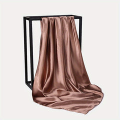 Solid Satin Hijab Large Square Scarf Turban Women Silk Bandana