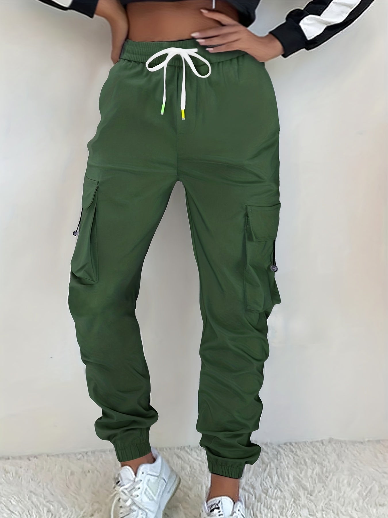 Women's Lace Up Casual Cargo Pants With Pockets