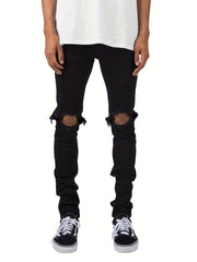 Mens Slim Fit Stretch Denim Jeans Spring Summer