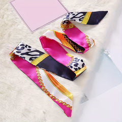 Horse Print Skinny Scarf Neck Tie Hair Ribbon Women Bag Wrap