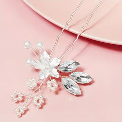 Crystal Faux Pearl U-shaped Hairpin Bride Head Jewelry