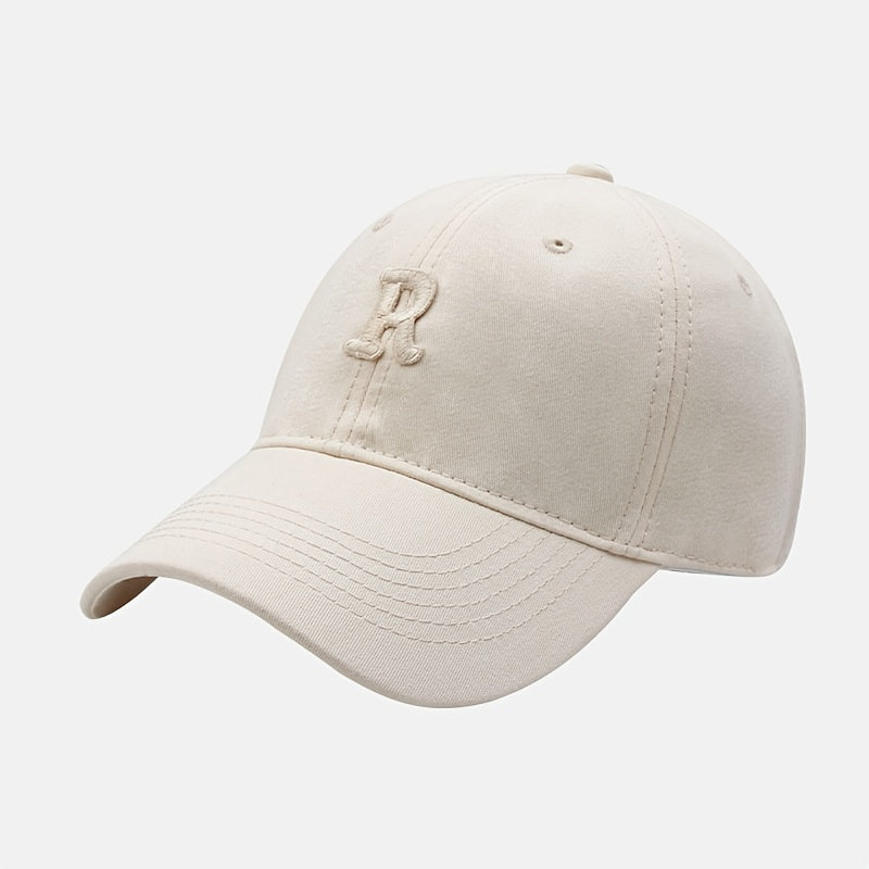 R Embroidery Baseball Cap Solid Sun Hat Lightweight Sports Hat For Women