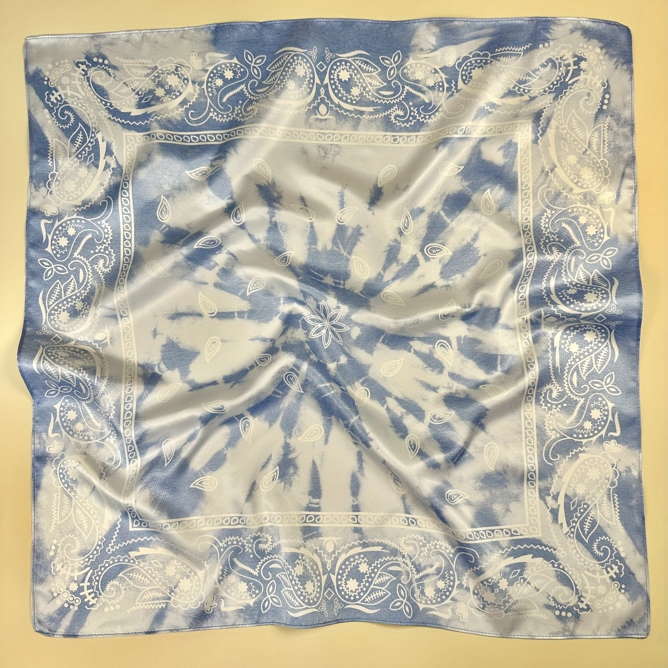 Tie Dye Paisley Silk Square Scarf for Women