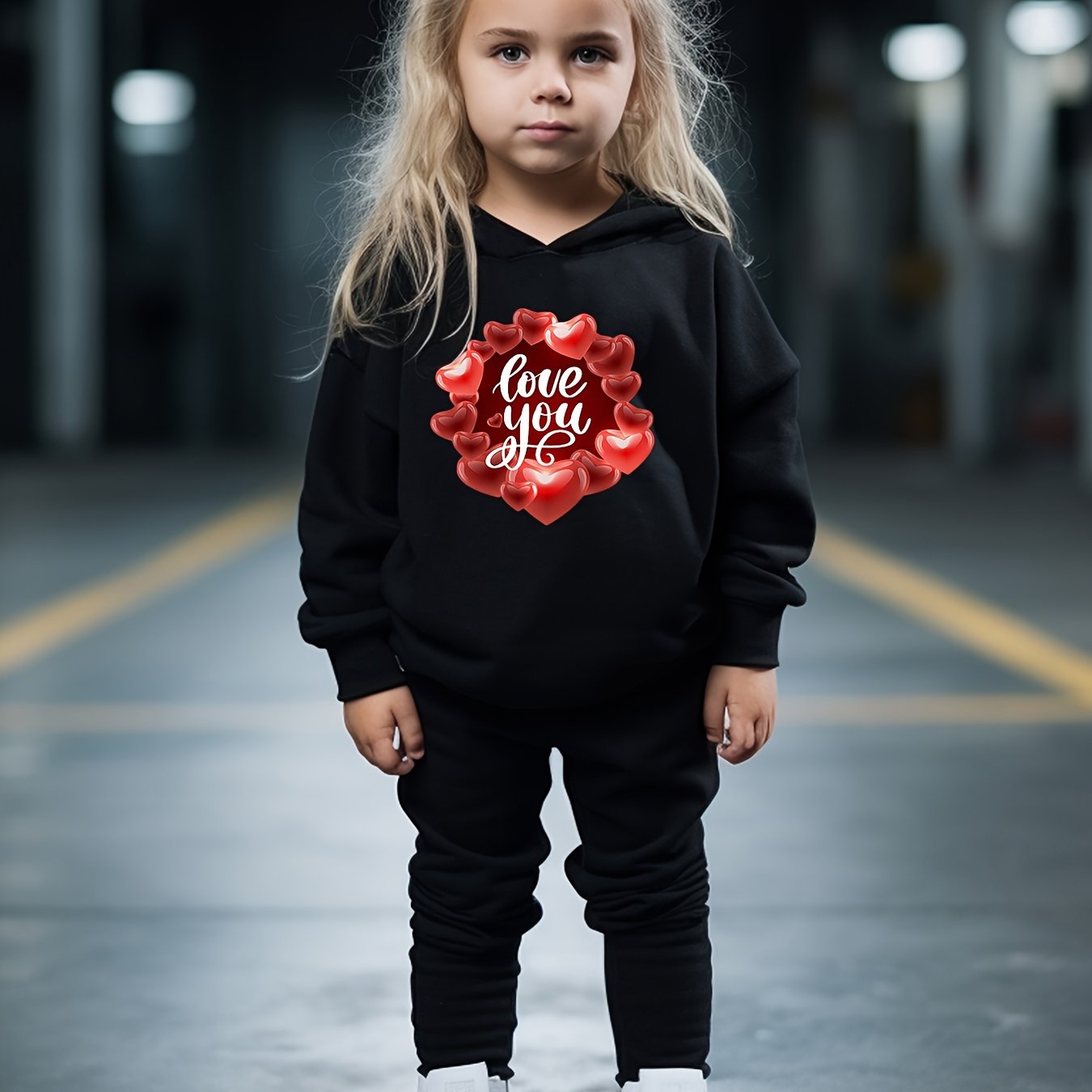 OERYUI LOVE YOU Print Hoodies Pants Set Kids Spring Fall Sports Christmas Gift