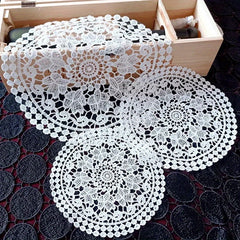 Polyester Coaster Lace Hollow Table Mat Thermal Lace Embroidered Table Pad