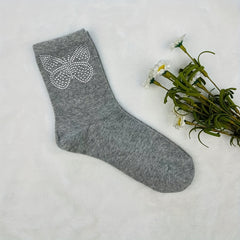 Butterfly Rhinestone Socks Mid Tube Women's Stockings