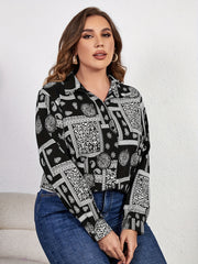 Boho Blouse Women's Plus Paisley & Scarf Print Long Sleeve