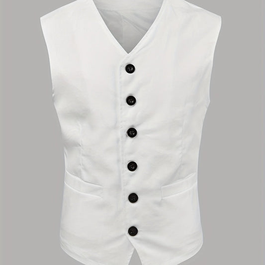 V Neck Smart Suit Trachten Vest Men's Casual Retro Style Waistcoat