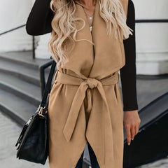 Waterfall Collar Sleeveless Bodycon Vest