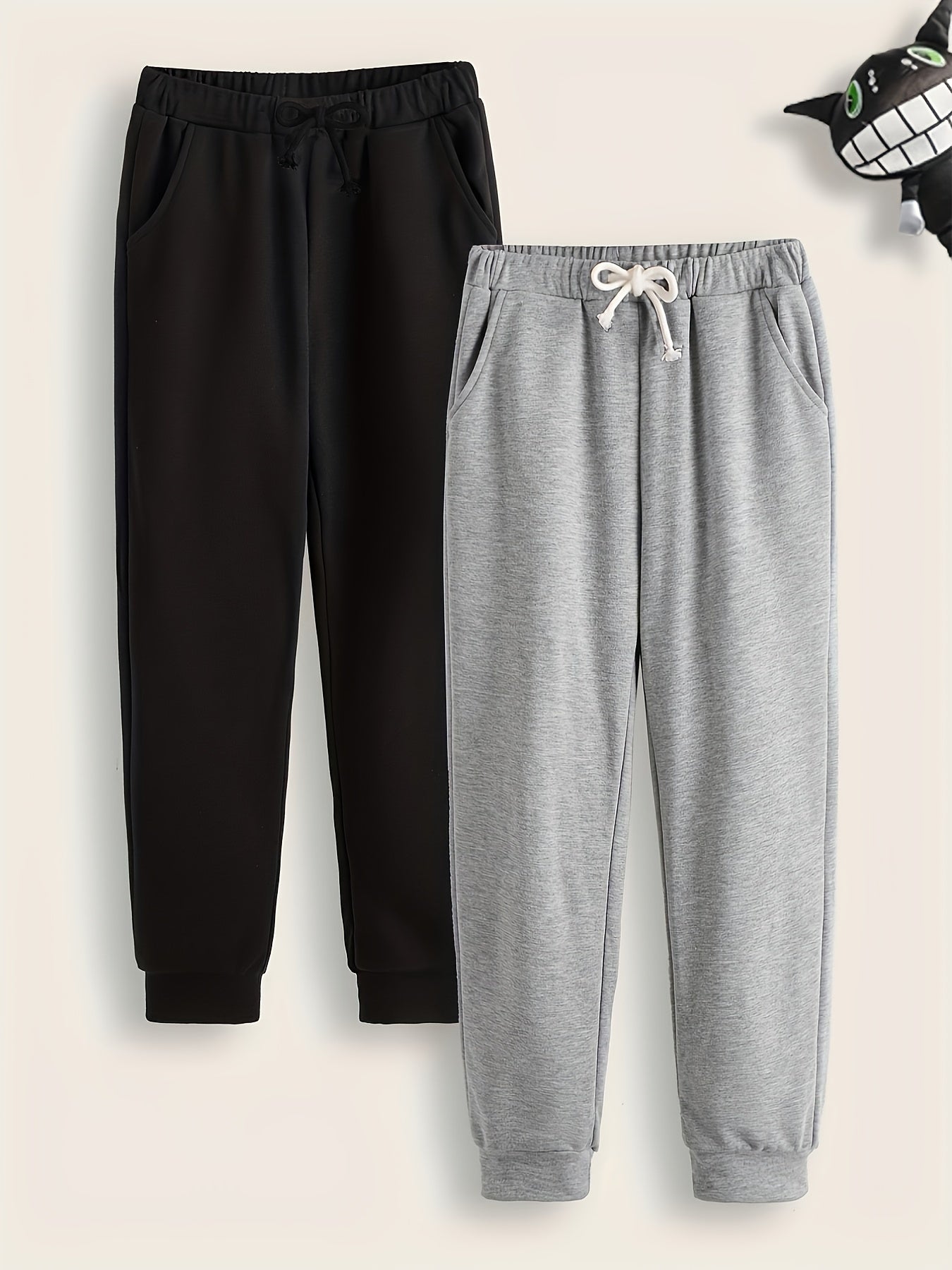 2 Boys Drawstring Active Sweatpants Solid Jogger Sports Pants