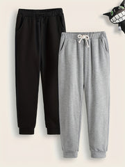 2 Boys Drawstring Active Sweatpants Solid Jogger Sports Pants