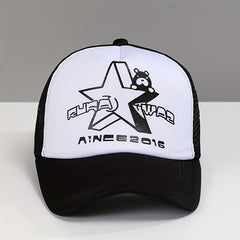 Star Bear Print Trucker Hat Mesh Baseball Cap Adjustable Sun Shade Dad Hats