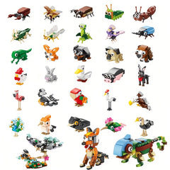 30pcs Animal Building Blocks Set Insects Bird Small Animal Assembly Model