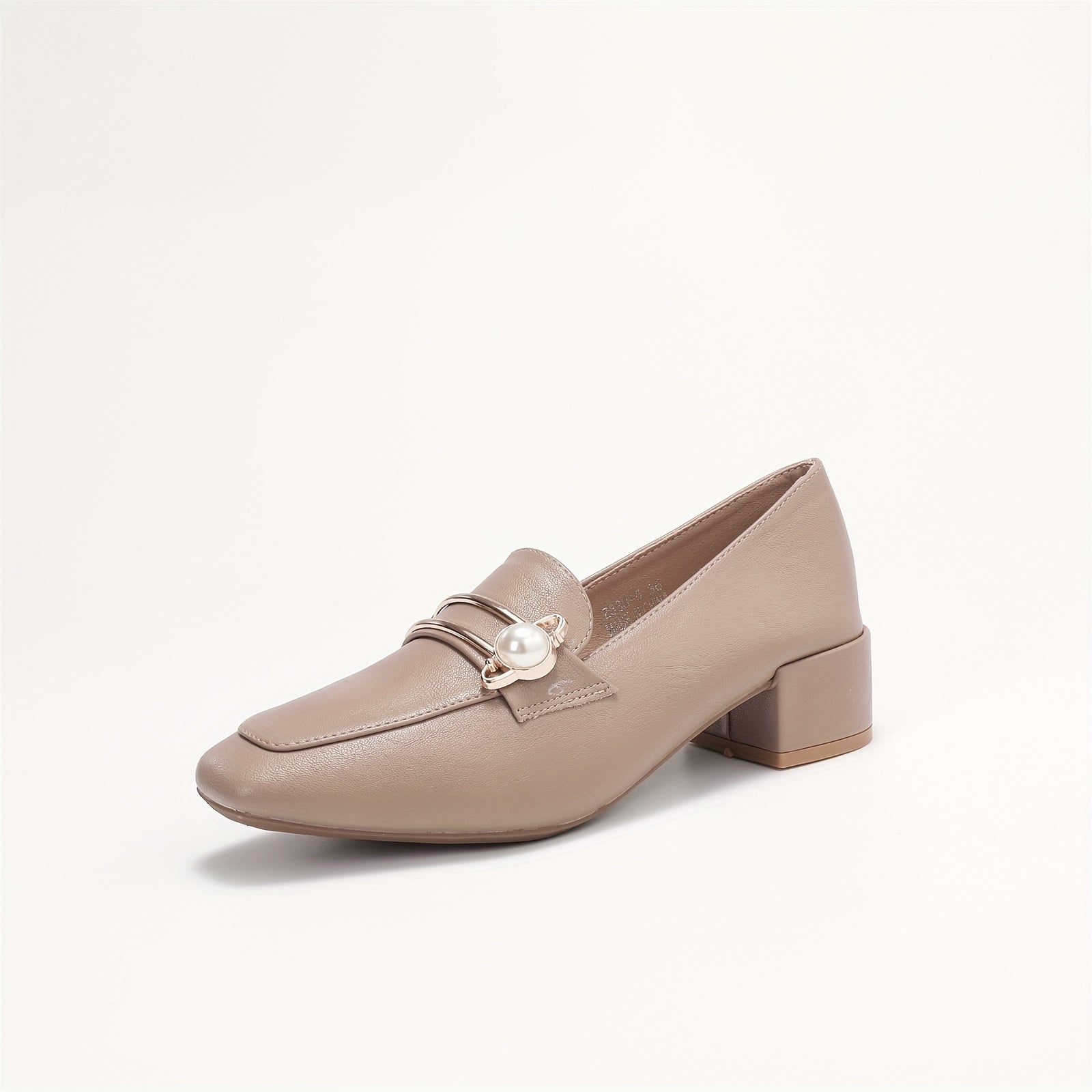 Women's Faux Metal Block Heels Slip On Shoes