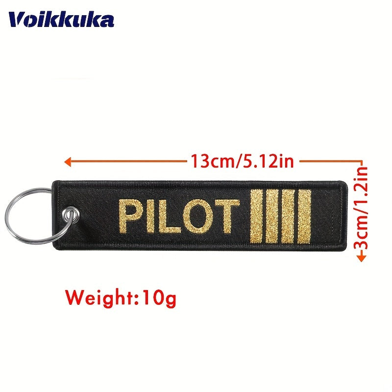 Golden Letters Pilot Boths Embroidery Keychain Motorcycle Accessories