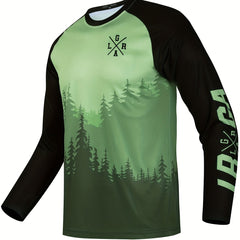 Men's Tree Gradient Pattern Cycling Jersey Long Sleeve